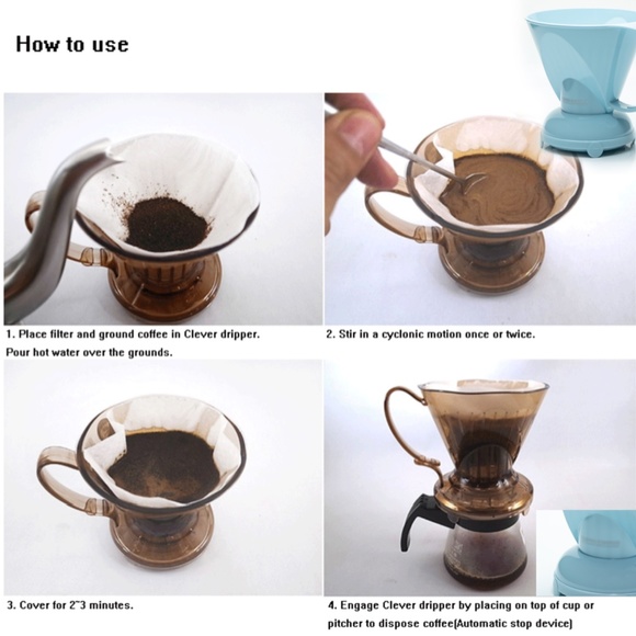 CLEVER Dripper Pour Over Coffee Maker Bonus 100 Filters, Macaron Blue 18 Ounce - Picture 5 of 16